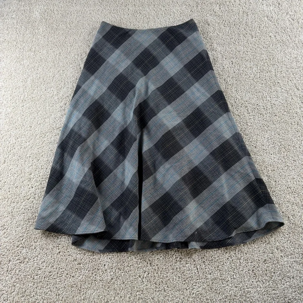 Jones Wear Skirt Womens 4 Gray Plaid Tweed A-Line Midi Lined Stretch Office - Picture 1 of 7